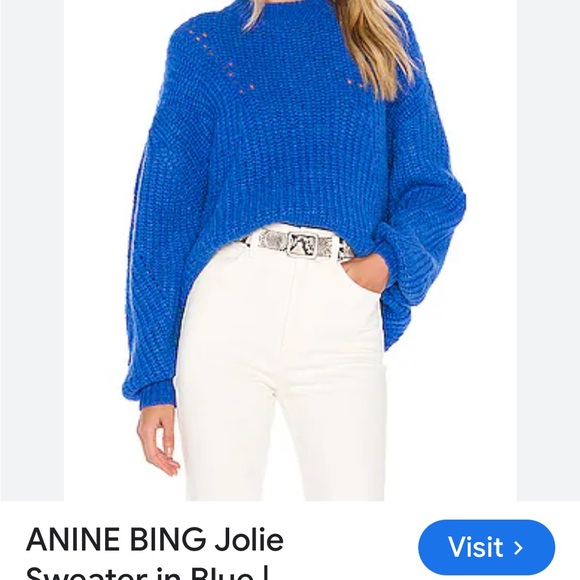 Anine Bing Jolie Sweater in Vibrant Blue - Picture 1 of 7